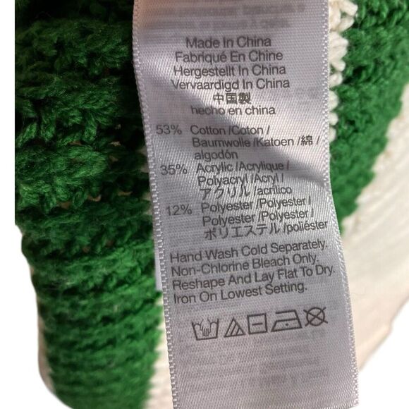 Madewell Sweater Womens‎ M Cream Ribbed Green Striped Wide Turtleneck NO064 - Picture 13 of 14